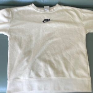 Cream Nike crew neck sweatshirt